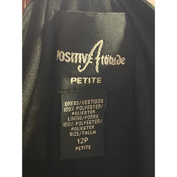 Vintage Positive Attitude Black Floral Beaded Maxi Elegant Evening Dress Sz 12P - Picture 6 of 6